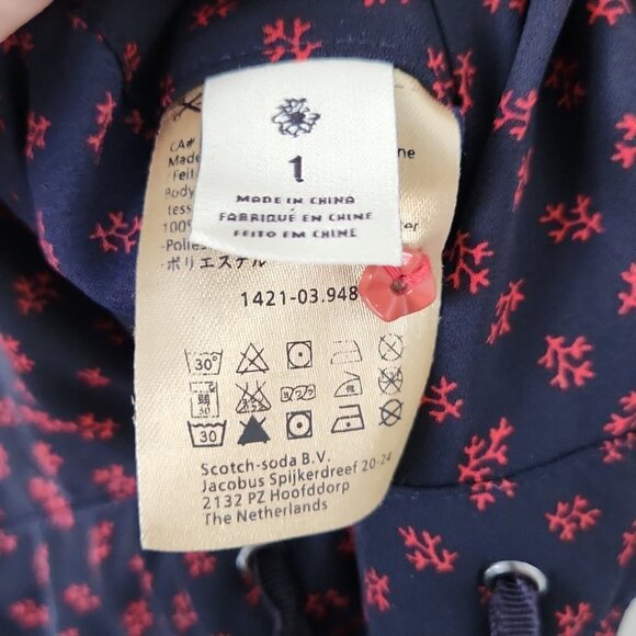 MAISON SCOTCH | Hawaiian jumpsuit hibiscus navy coral red sz 6 - Picture 11 of 11
